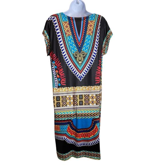 Jessica Taylor Women's Dashiki African‎ Print Caftan Dress Size XL Boho Artsy - Picture 2 of 10